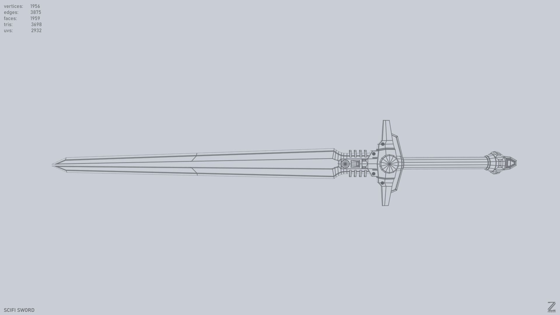 Scifi sword Low-poly 3D model_11