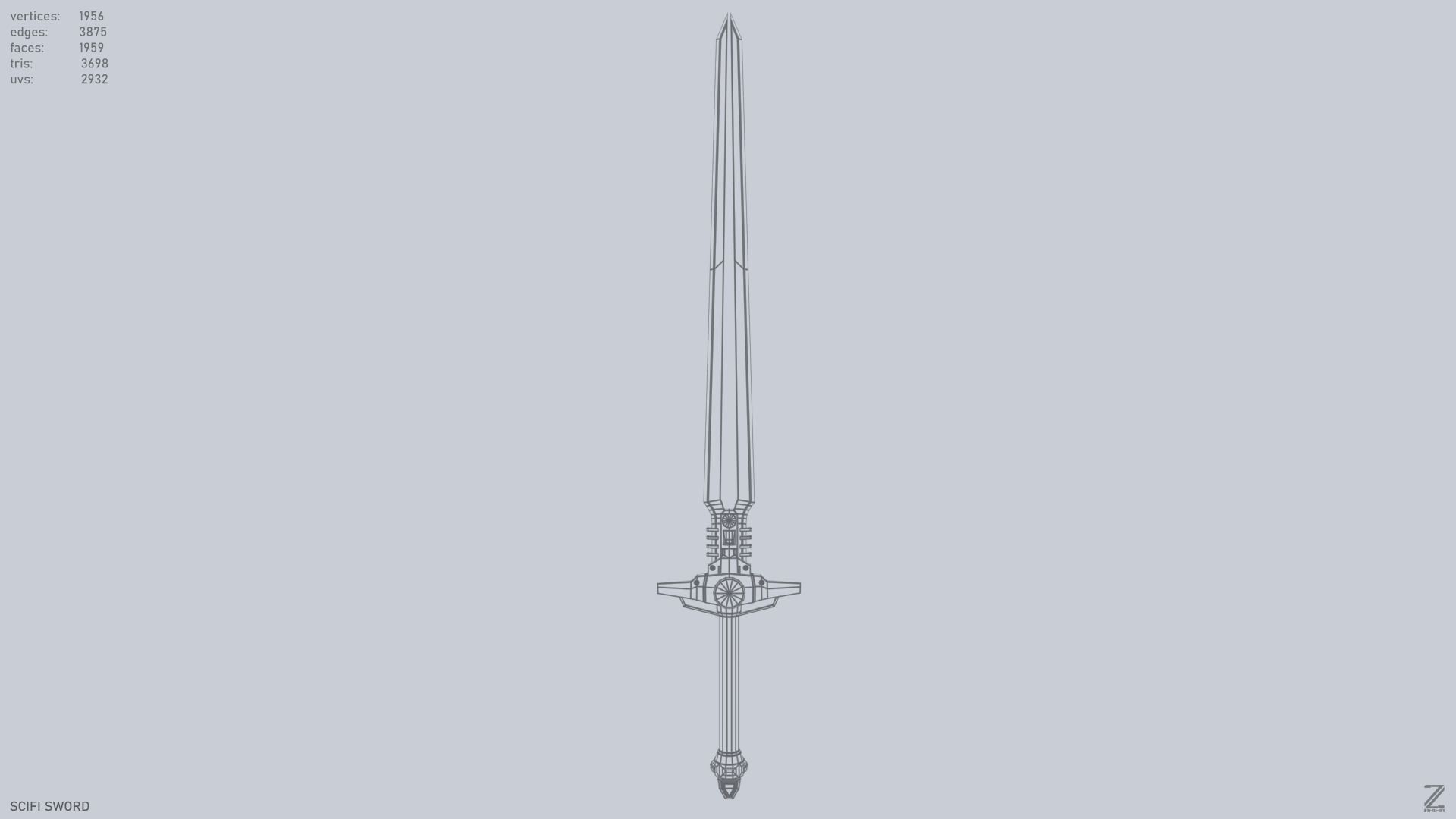 Scifi sword Low-poly 3D model_9