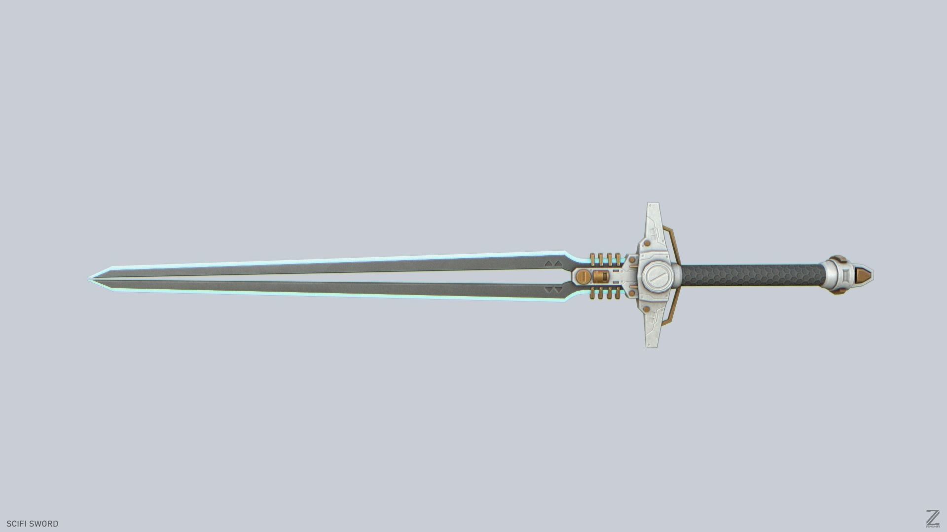Scifi sword Low-poly 3D model_5