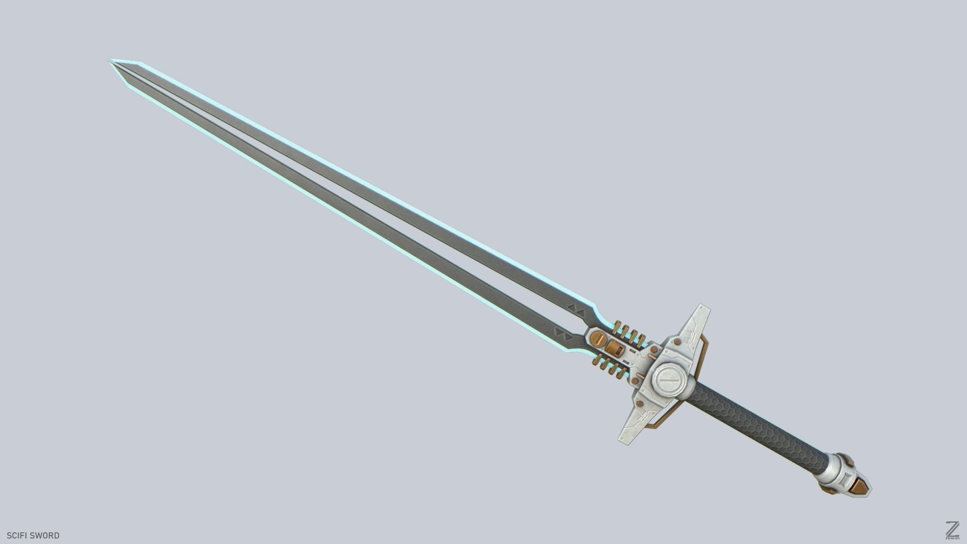 Scifi sword Low-poly 3D model_6