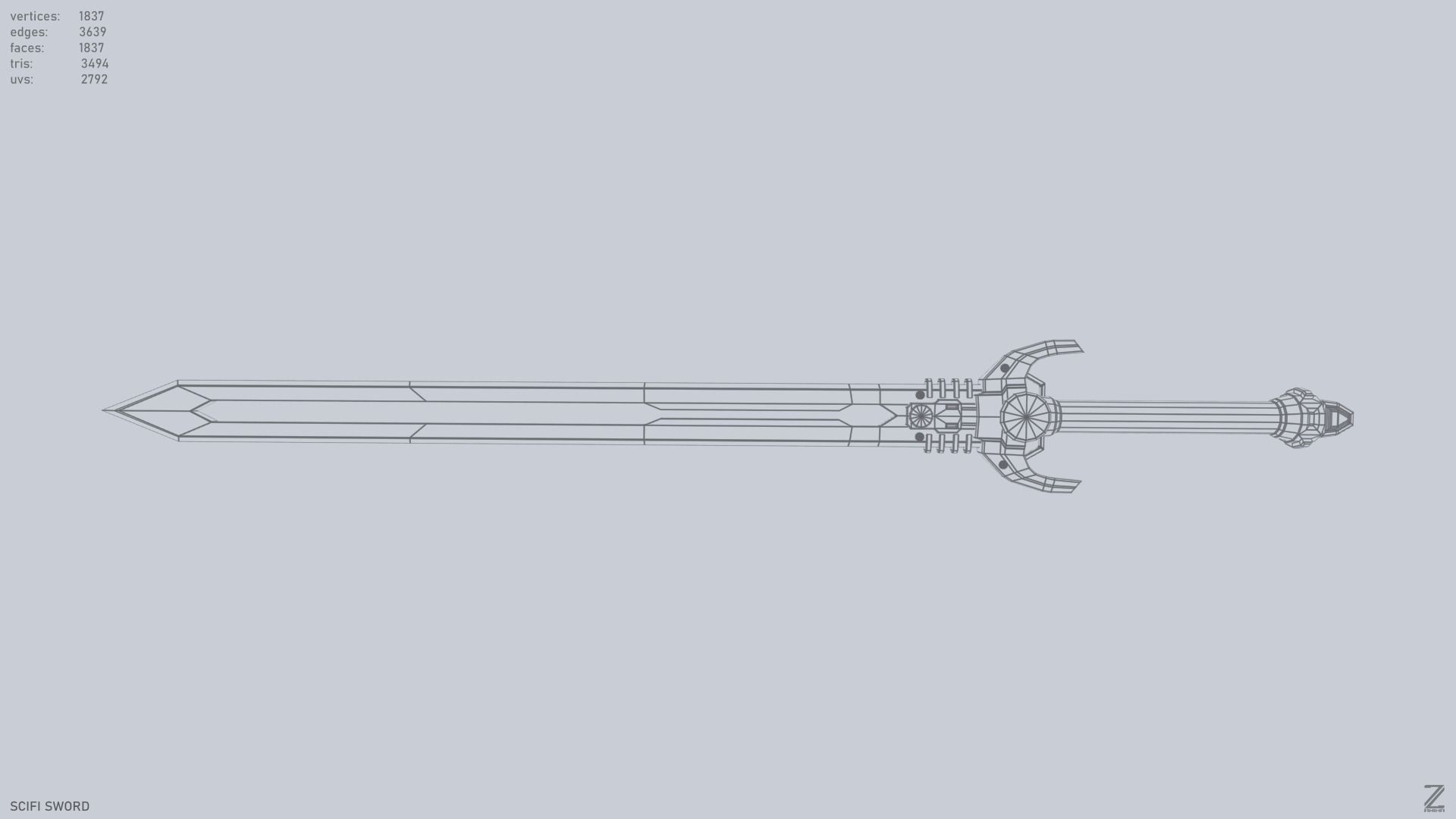 Scifi sword Low-poly 3D model_12