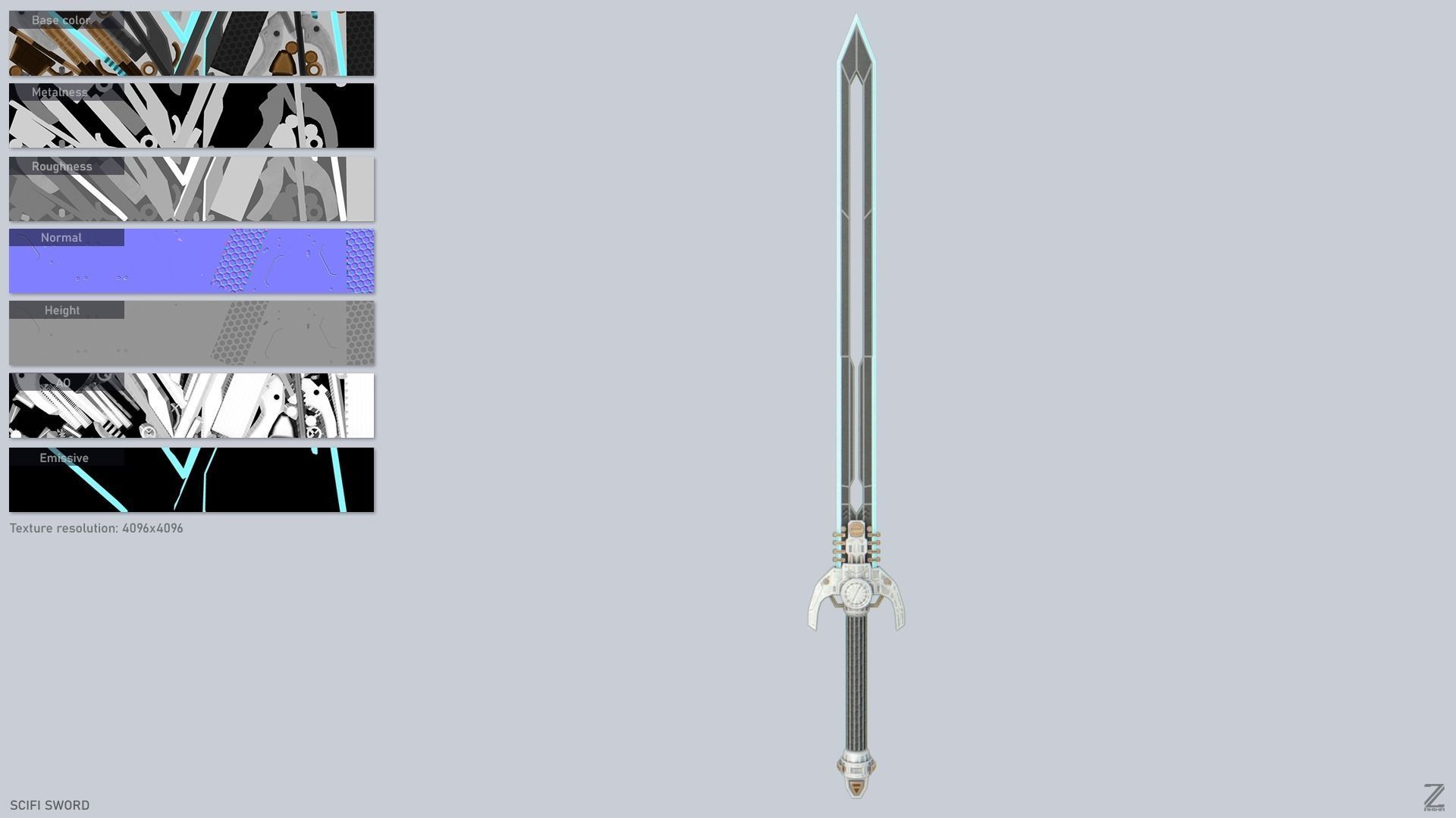 Scifi sword Low-poly 3D model_2