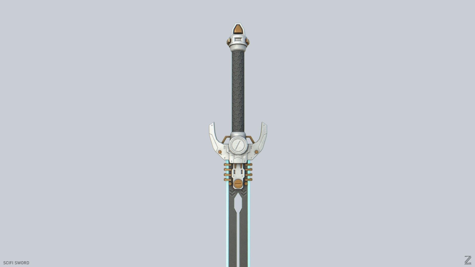 Scifi sword Low-poly 3D model_1