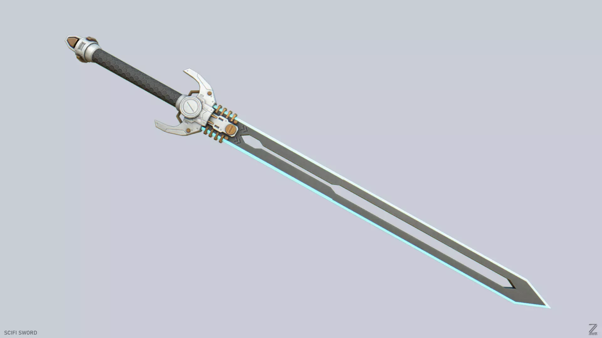 Scifi sword Low-poly 3D model_0
