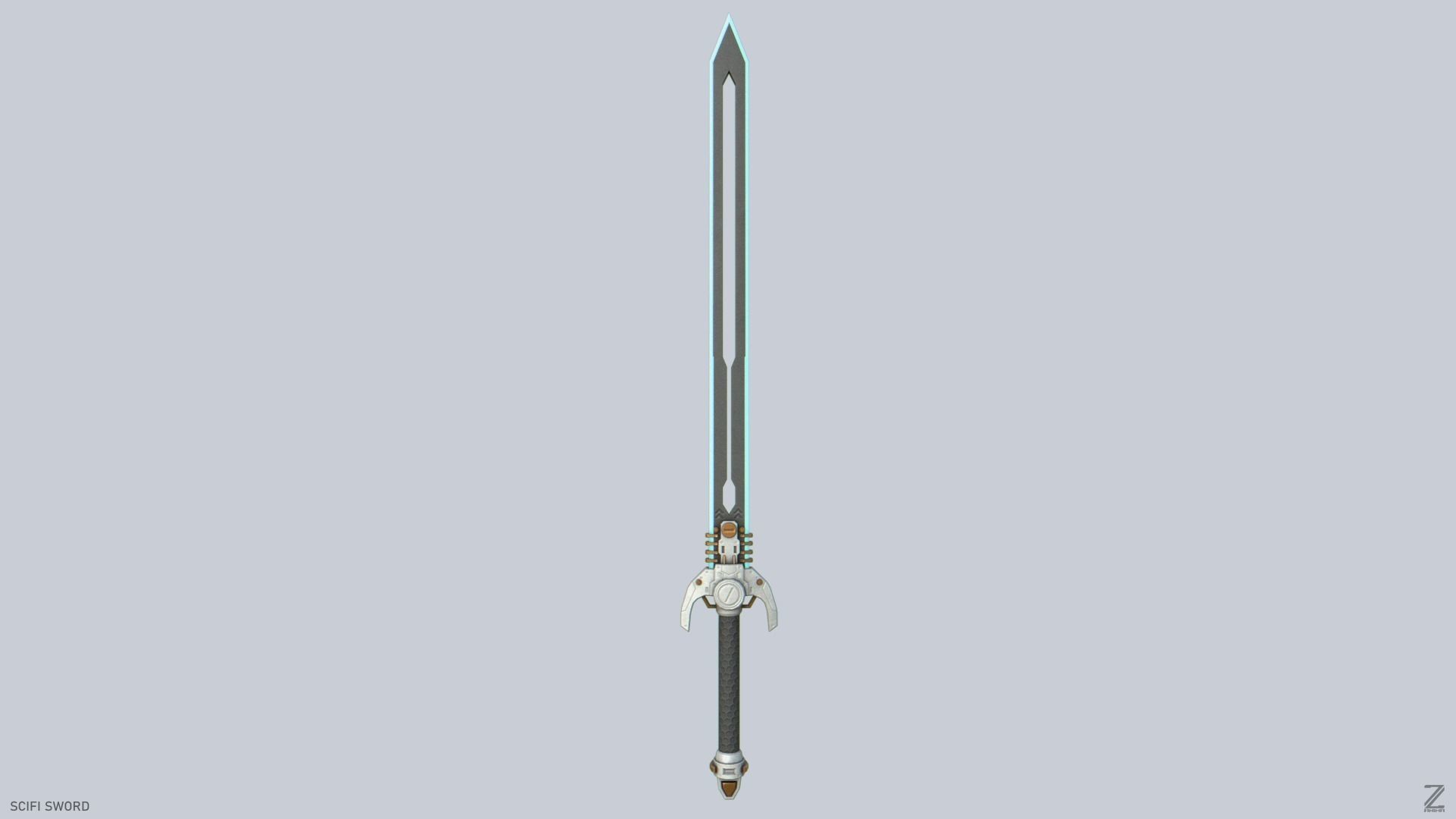 Scifi sword Low-poly 3D model_7