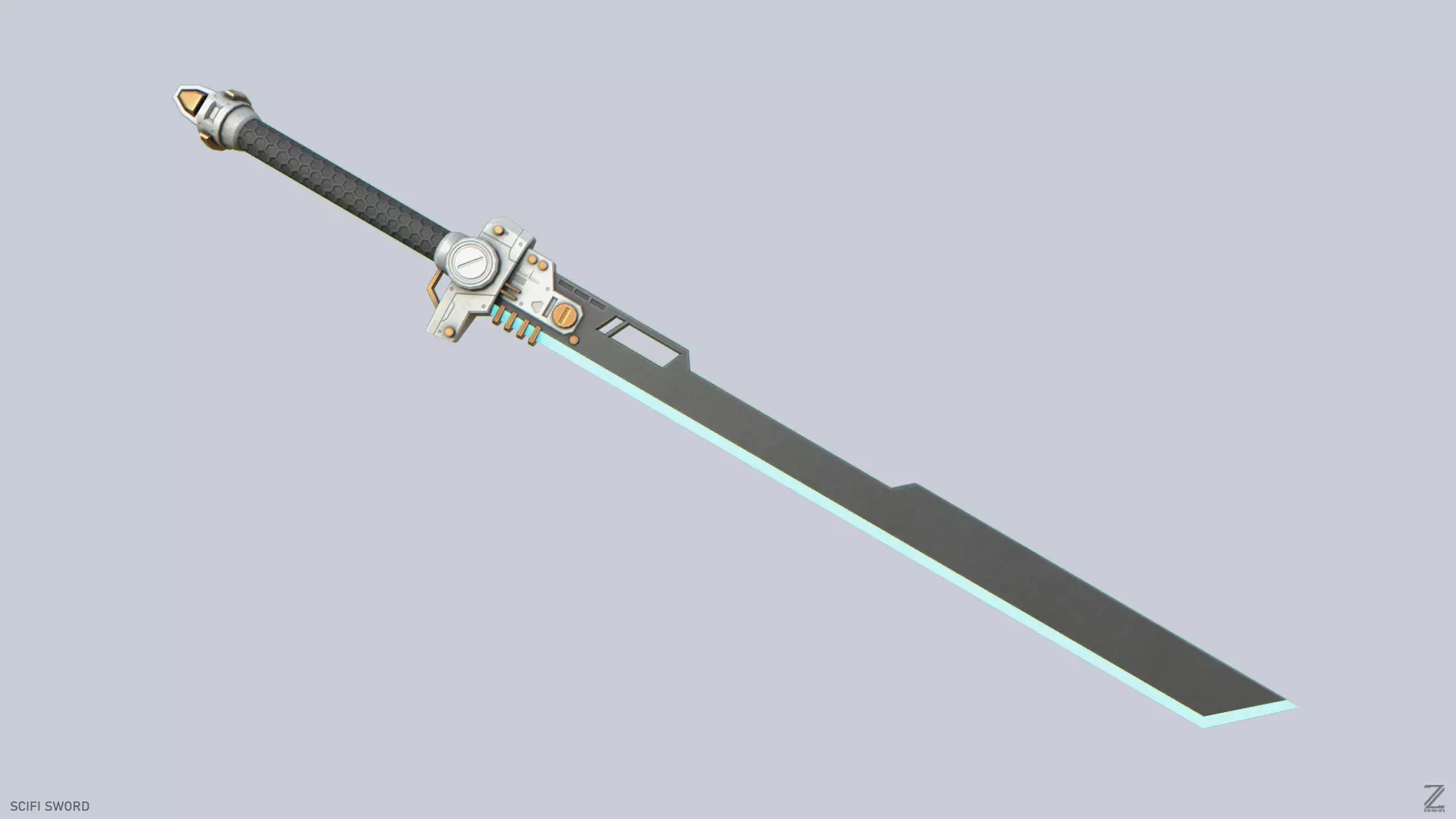 Scifi sword Low-poly 3D model_0