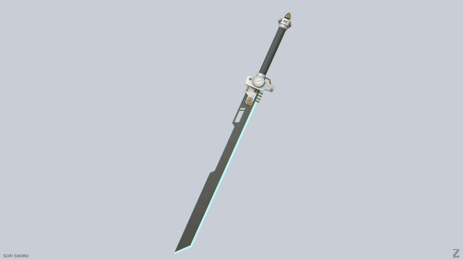 Scifi sword Low-poly 3D model_7