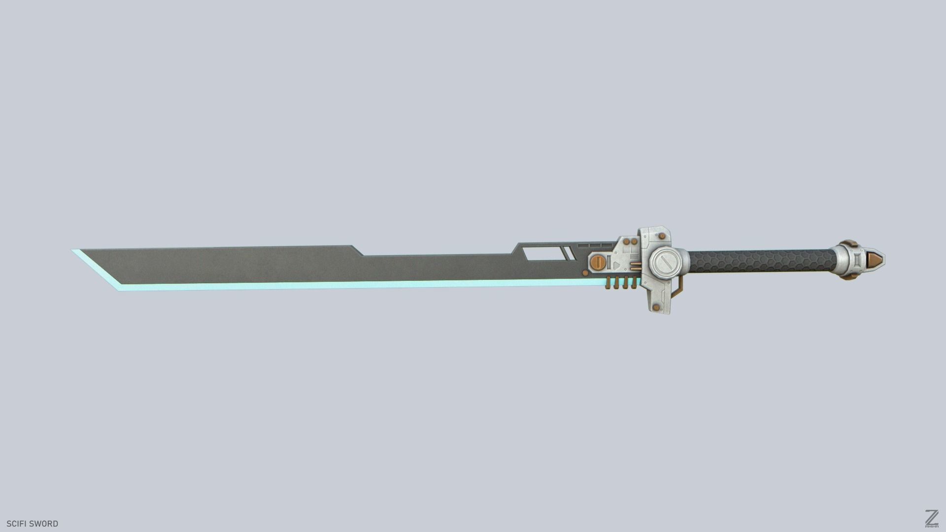 Scifi sword Low-poly 3D model_3