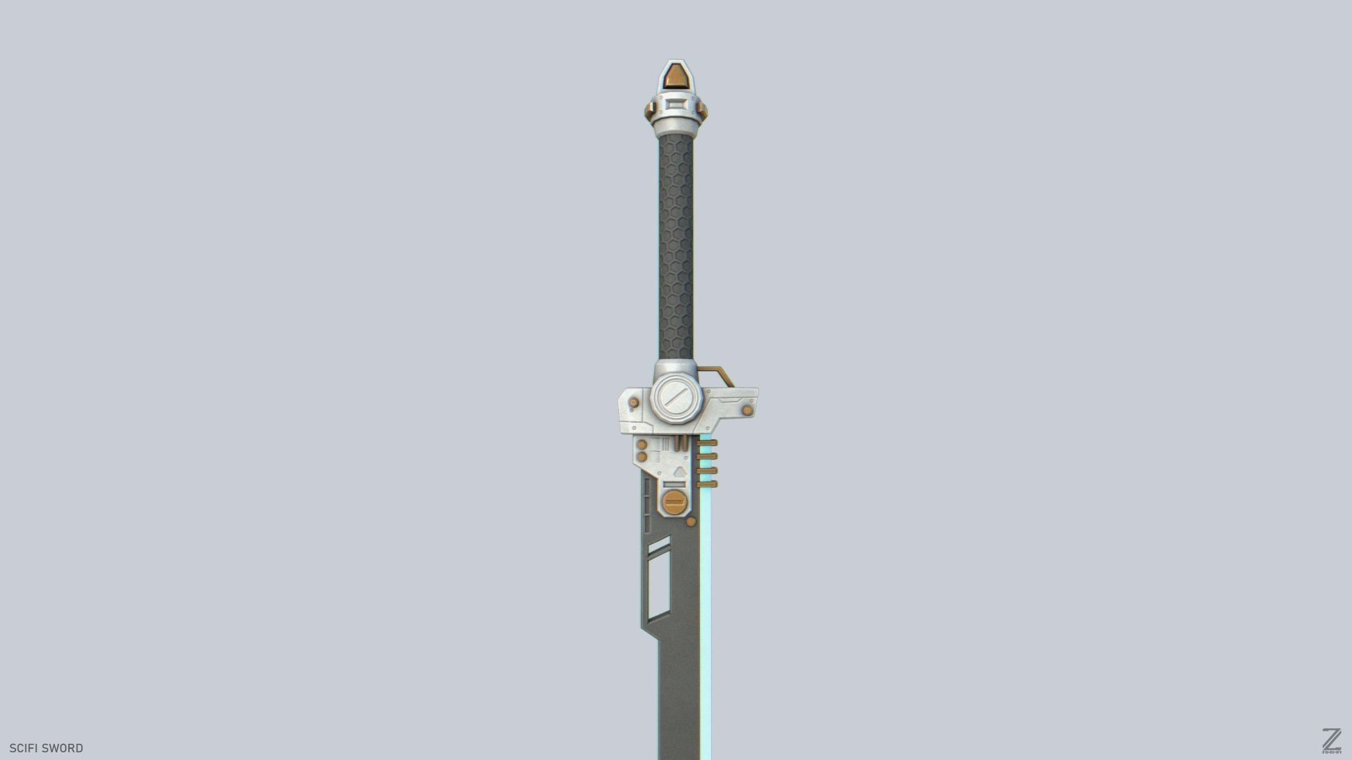 Scifi sword Low-poly 3D model_1