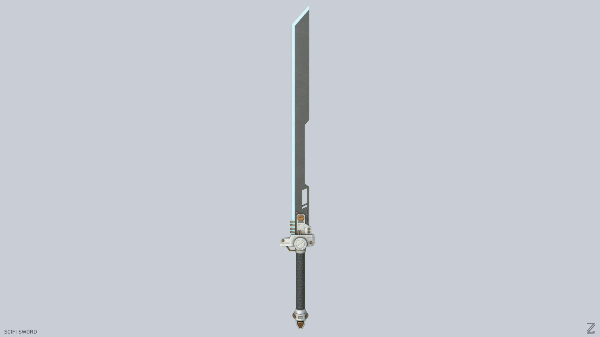 Scifi sword Low-poly 3D model_4