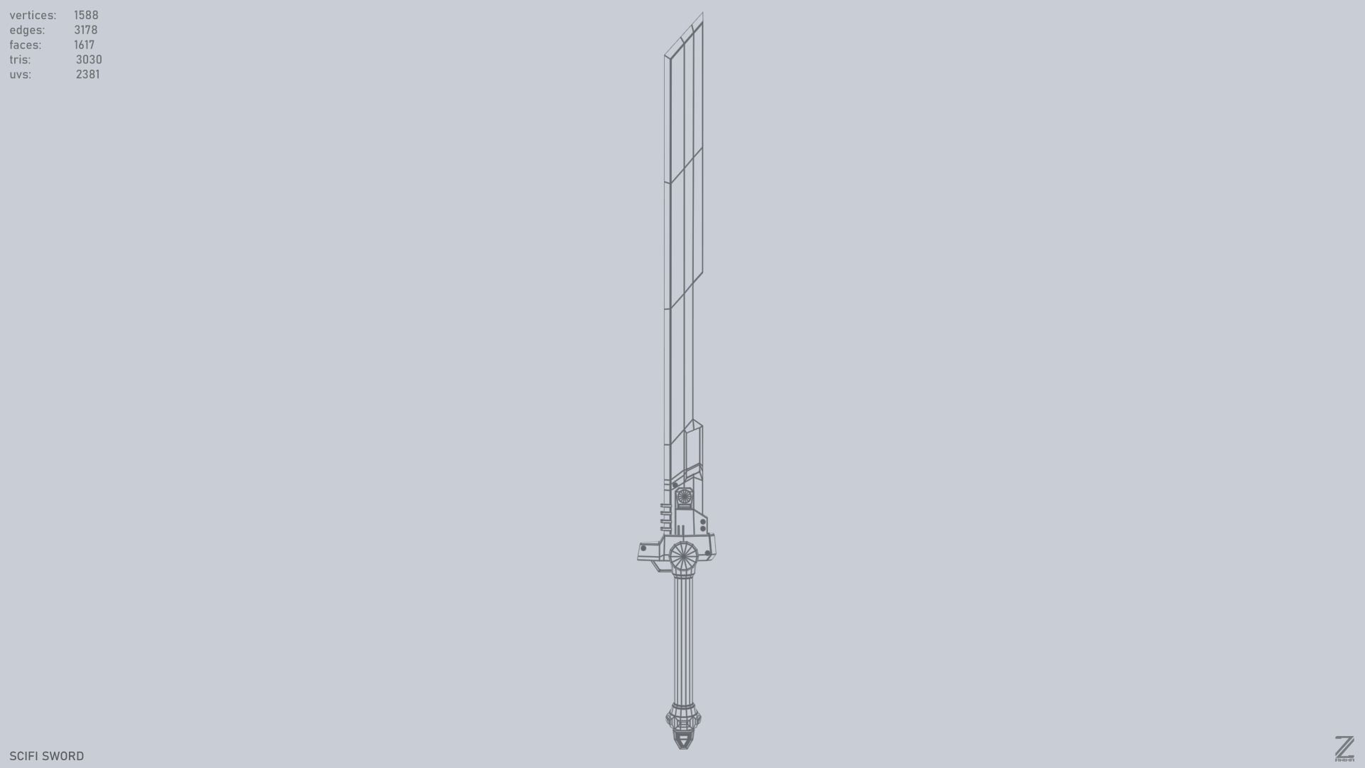 Scifi sword Low-poly 3D model_8