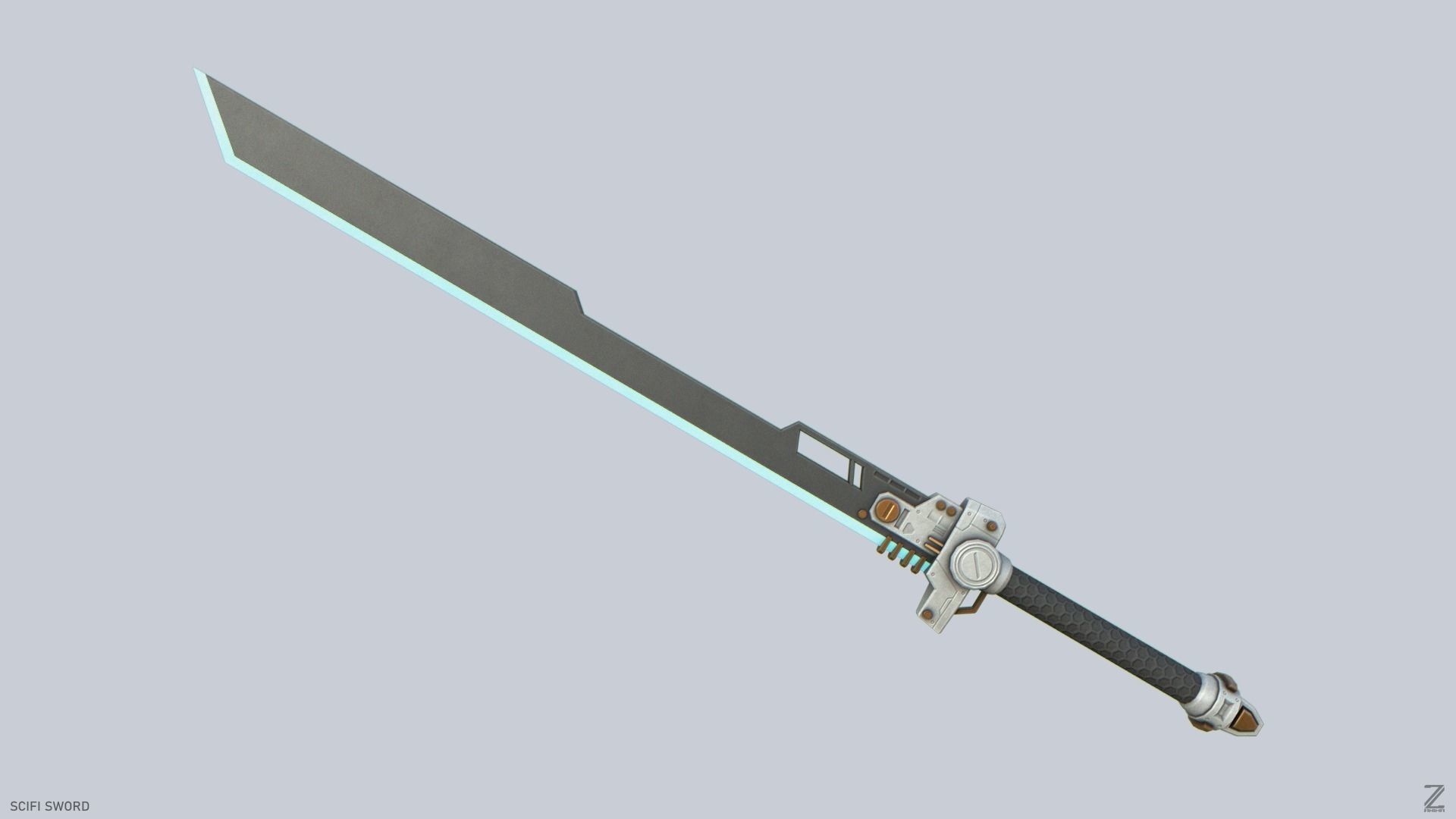 Scifi sword Low-poly 3D model_5