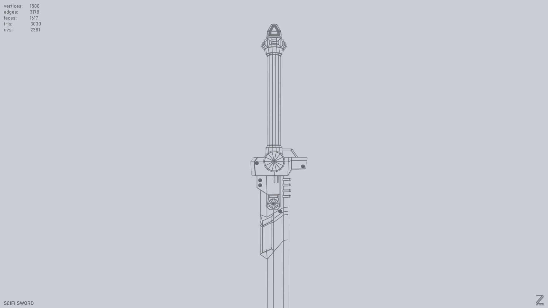 Scifi sword Low-poly 3D model_9