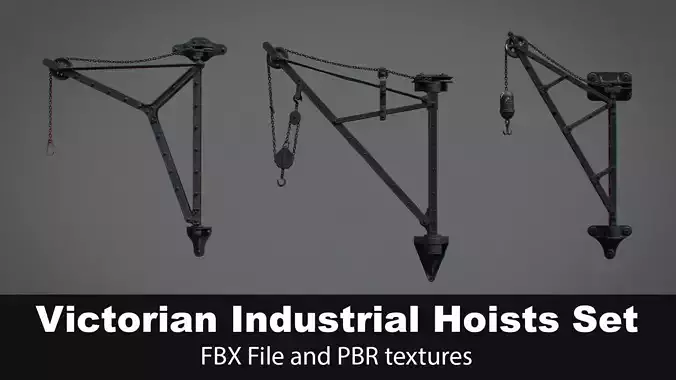 Victorian Industrial Wall Hoists Cranes 3D model