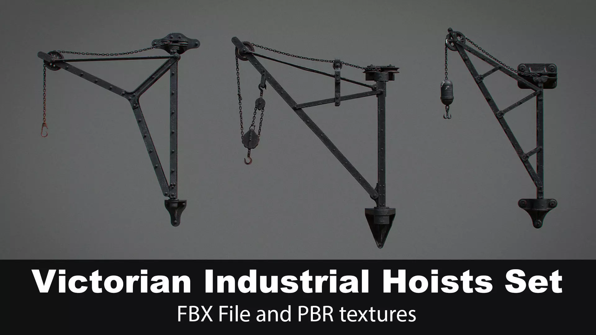 Victorian Industrial Wall Hoists Cranes 3D model_0