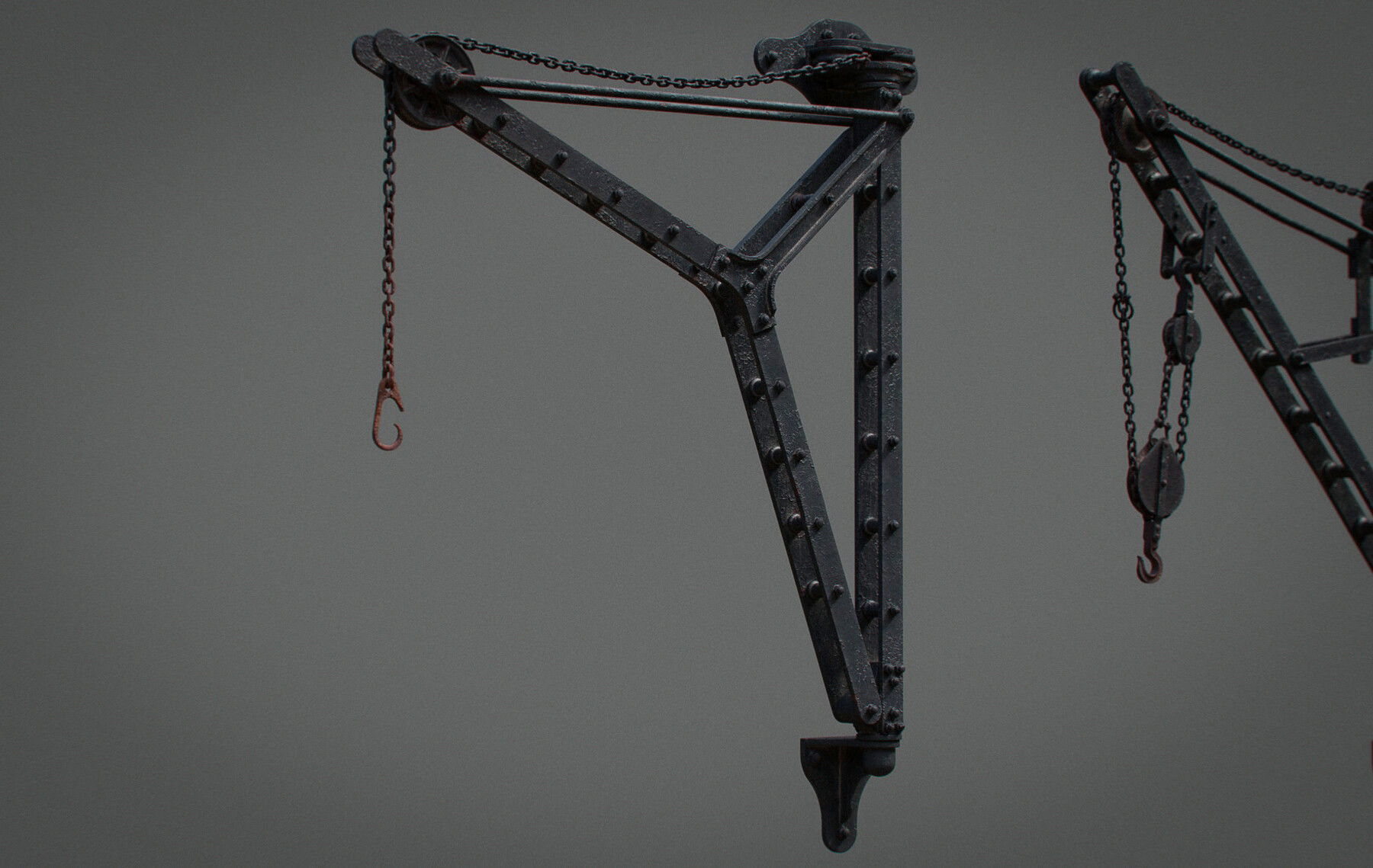 Victorian Industrial Wall Hoists Cranes 3D model_1