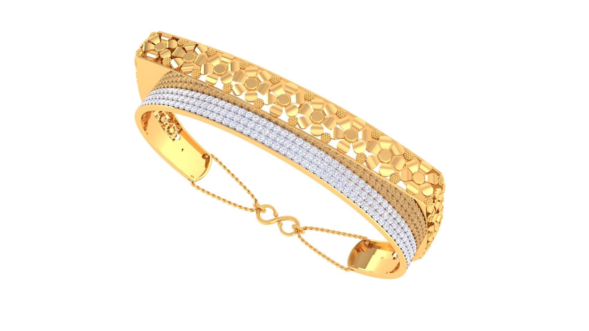 Flower High Jewelry Italian Diamond Women Bracelets 3dm stl 3D print model_2