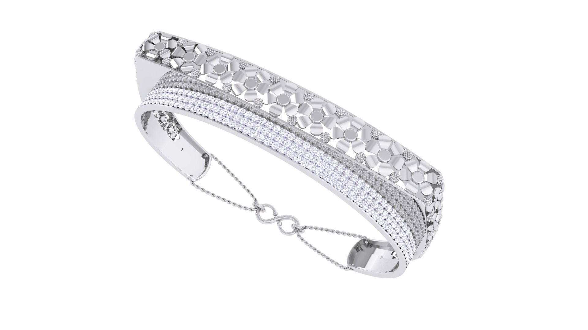 Flower High Jewelry Italian Diamond Women Bracelets 3dm stl 3D print model_1