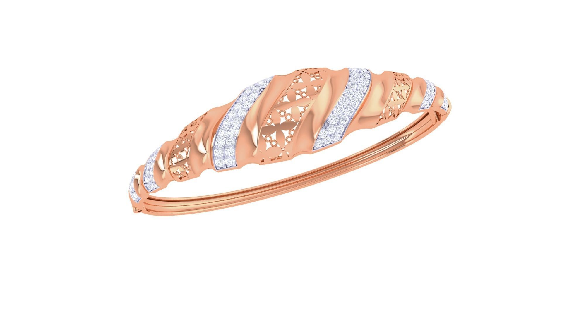 Flower High Jewelry Italian Diamond Women Bracelets 3dm stl  3D print model_6