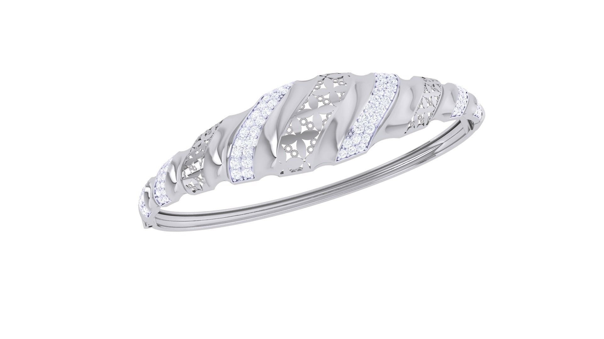 Flower High Jewelry Italian Diamond Women Bracelets 3dm stl  3D print model_5