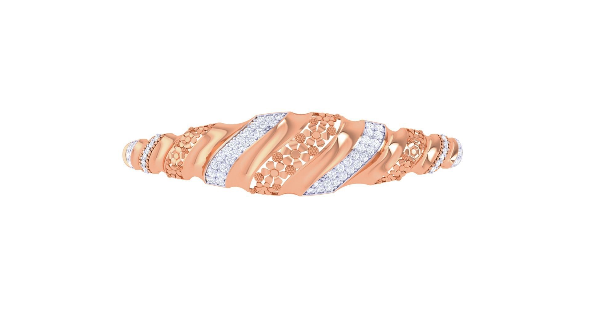 Flower High Jewelry Italian Diamond Women Bracelets 3dm stl obj 3D print model_9