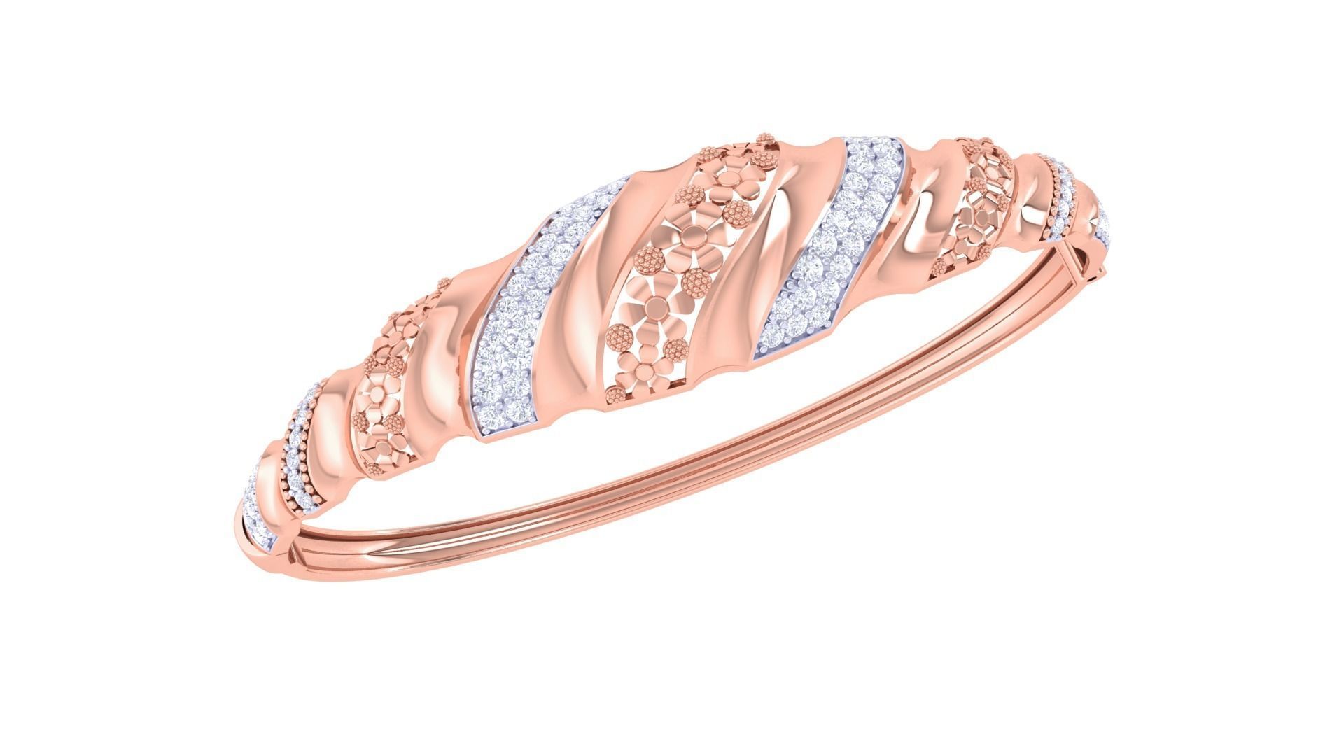 Flower High Jewelry Italian Diamond Women Bracelets 3dm stl obj 3D print model_3