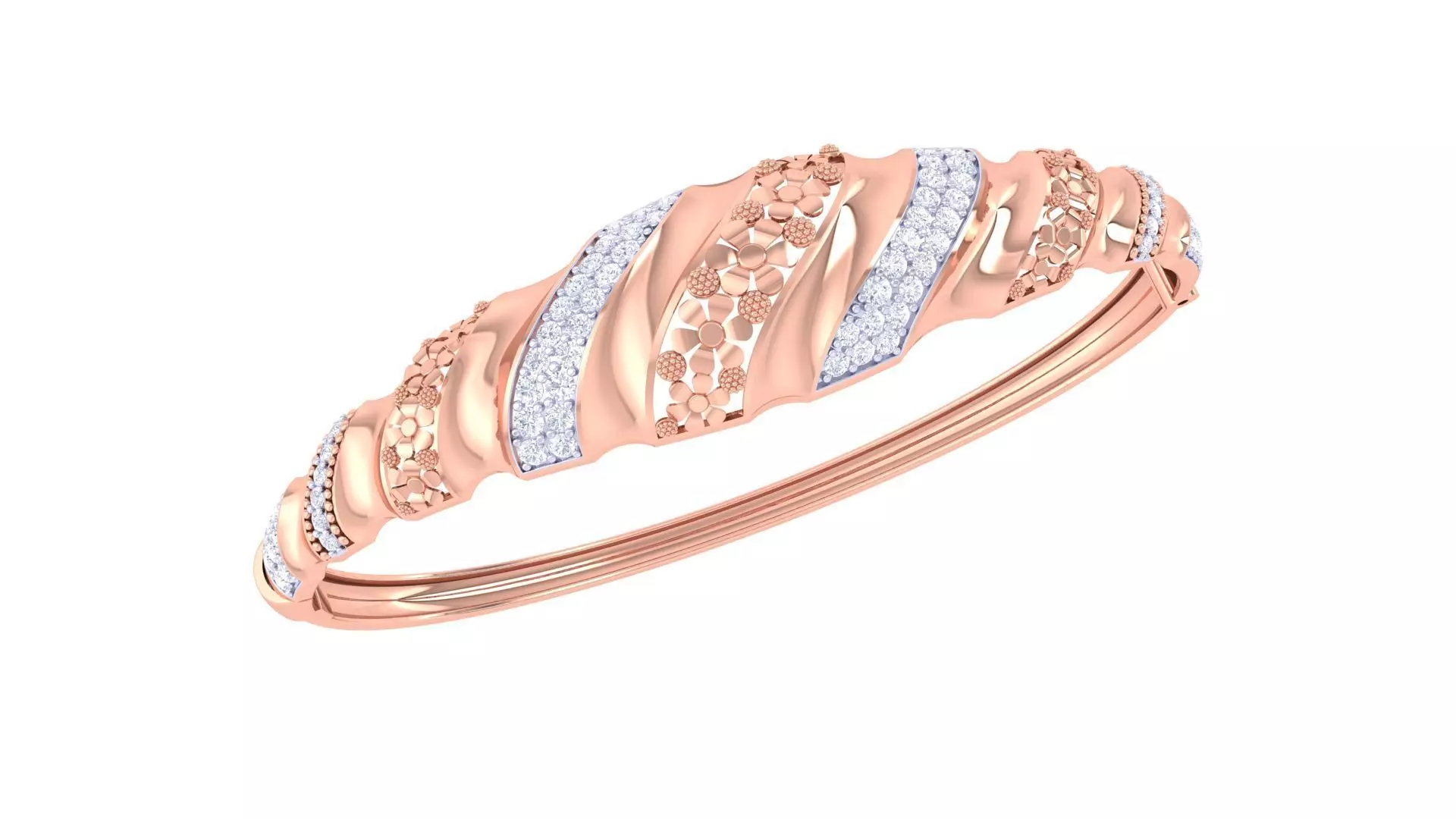 Flower High Jewelry Italian Diamond Women Bracelets 3dm stl obj 3D print model_0