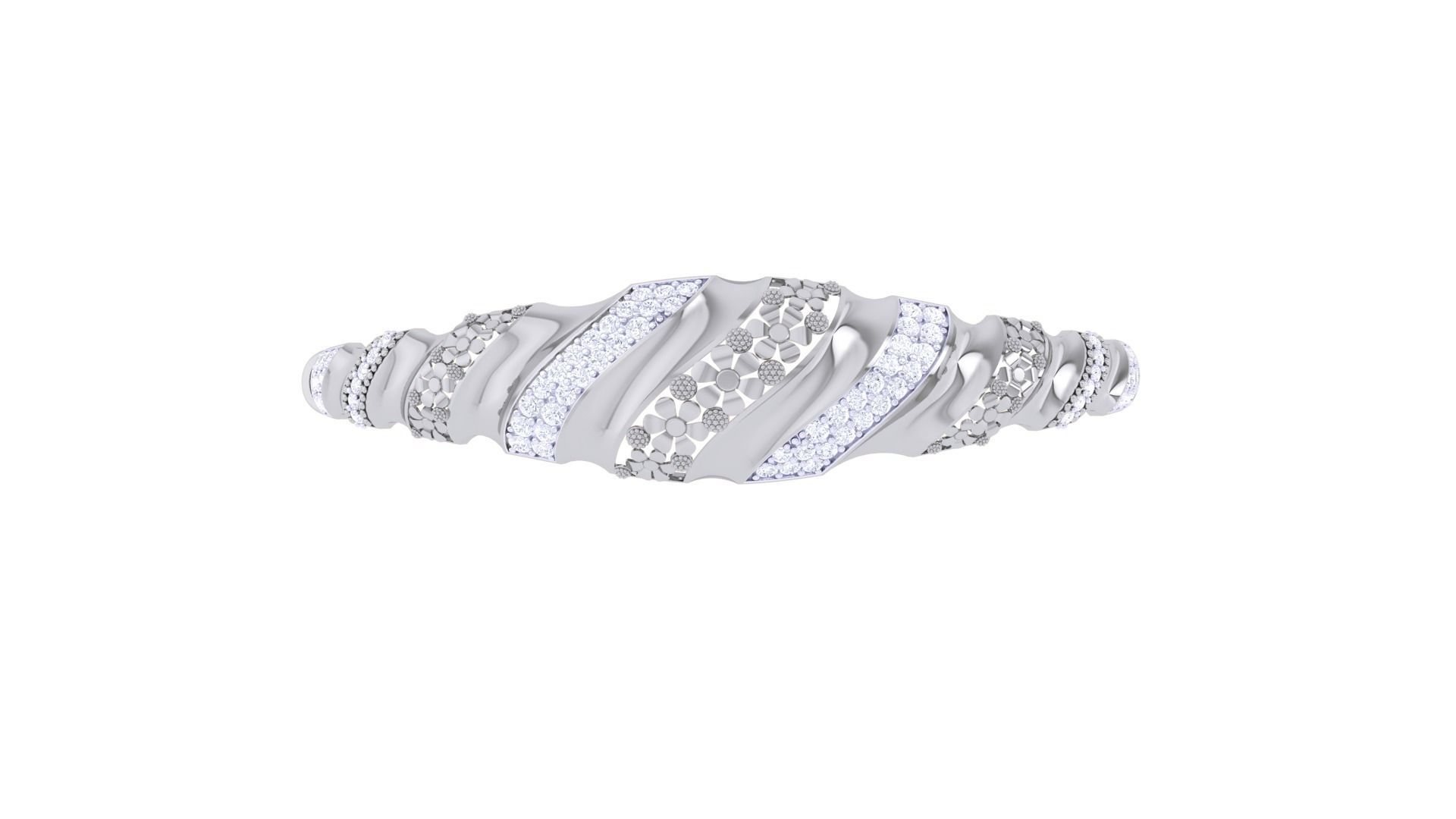 Flower High Jewelry Italian Diamond Women Bracelets 3dm stl obj 3D print model_7