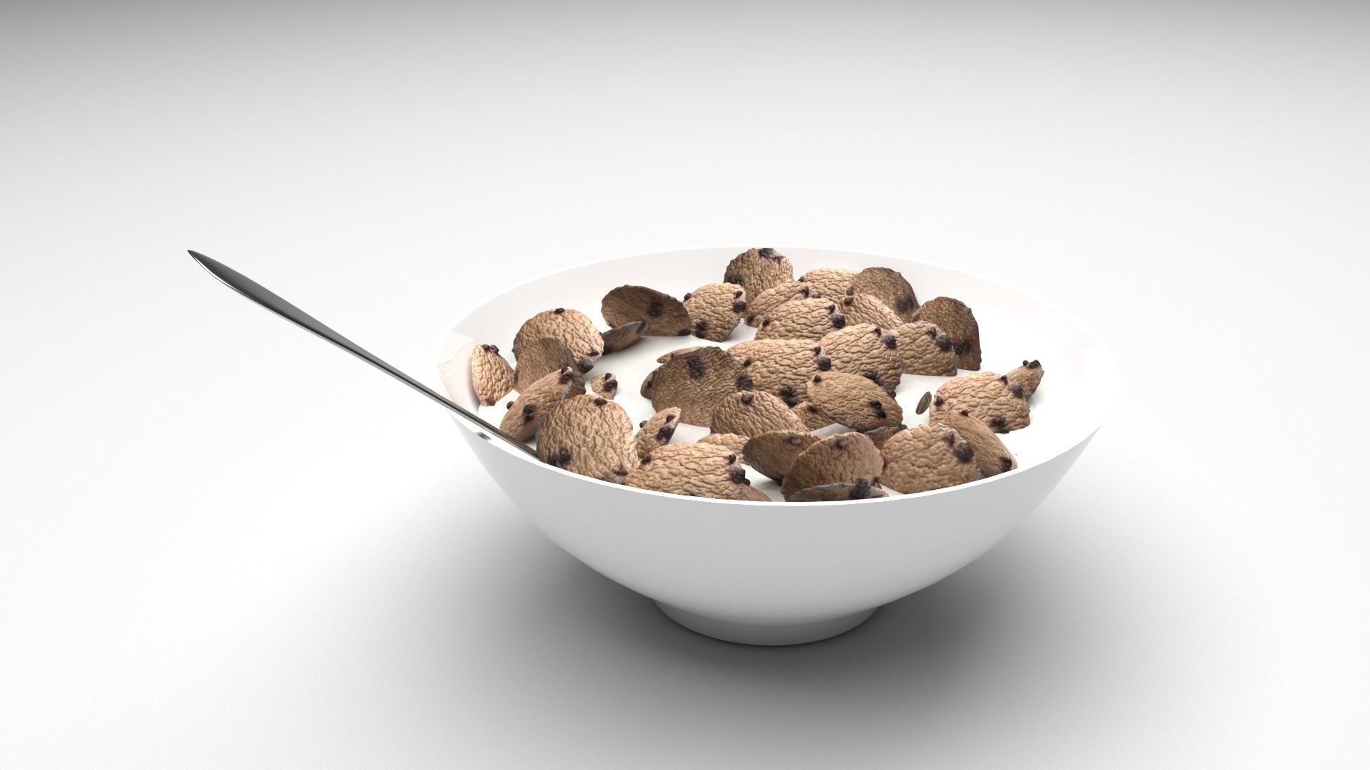 Bowl Of Chocolate Chip Cookie Cereals 3D model_4