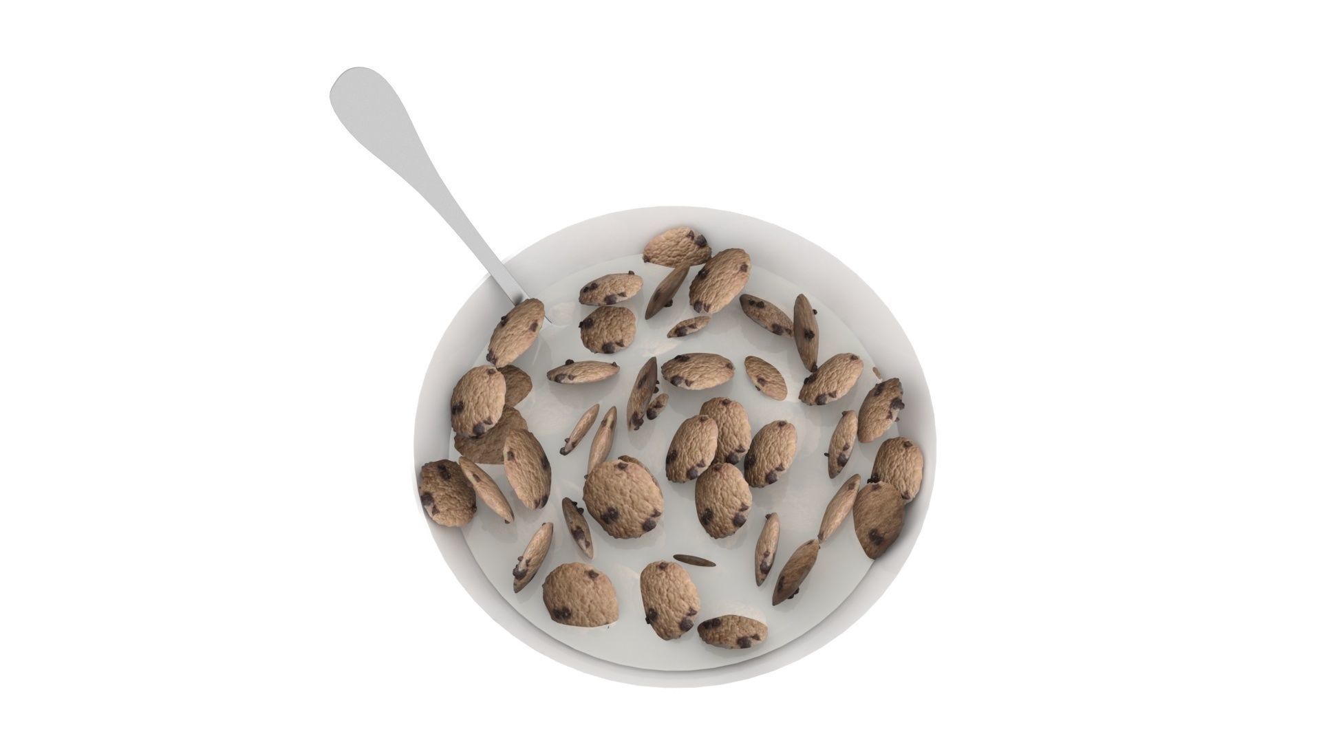 Bowl Of Chocolate Chip Cookie Cereals 3D model_8