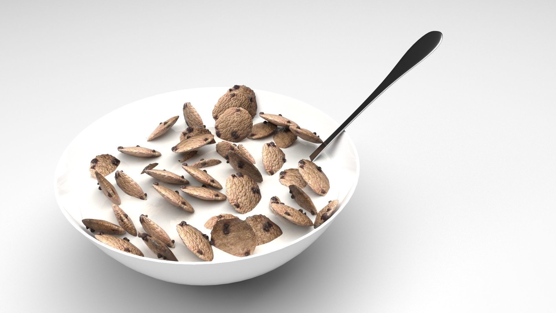 Bowl Of Chocolate Chip Cookie Cereals 3D model_3