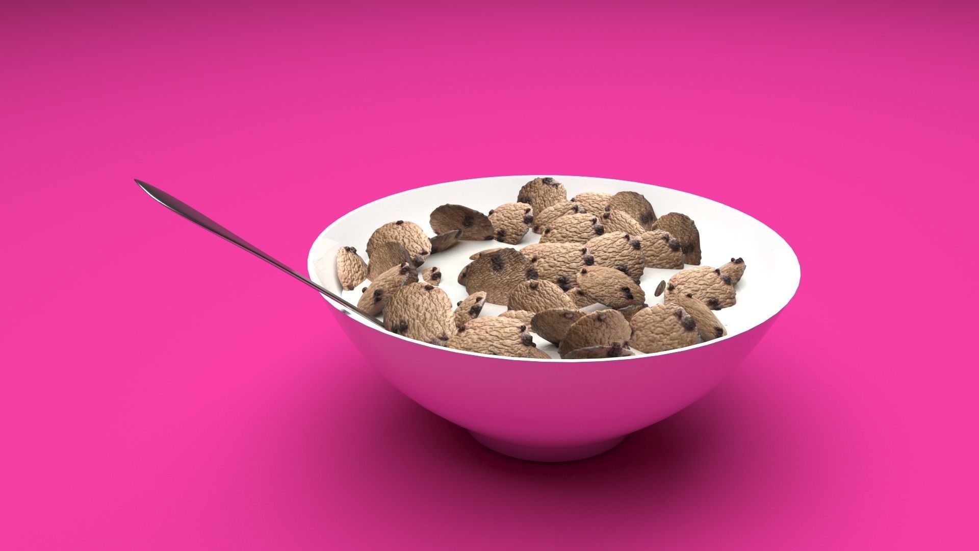Bowl Of Chocolate Chip Cookie Cereals 3D model_5