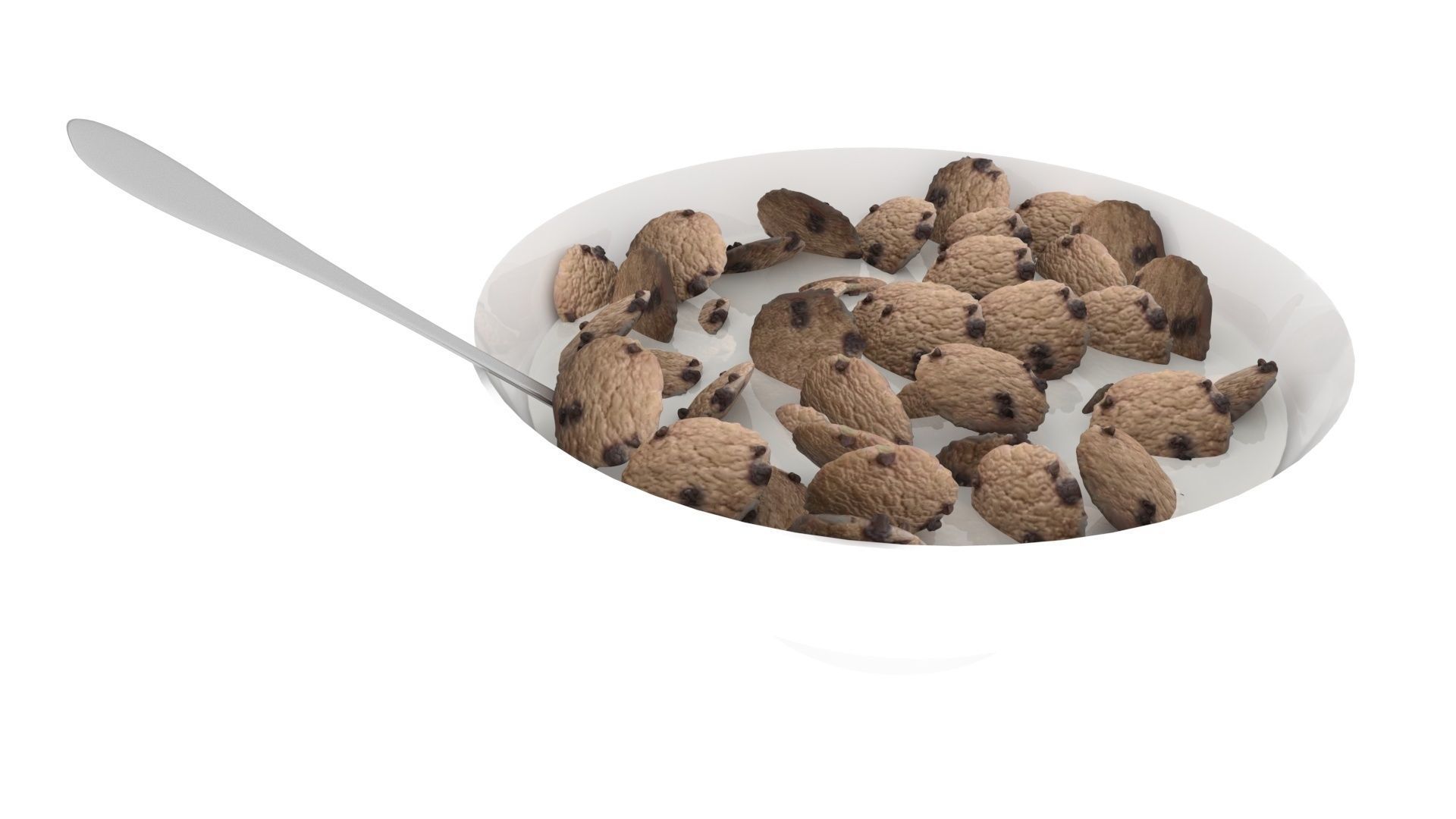 Bowl Of Chocolate Chip Cookie Cereals 3D model_7
