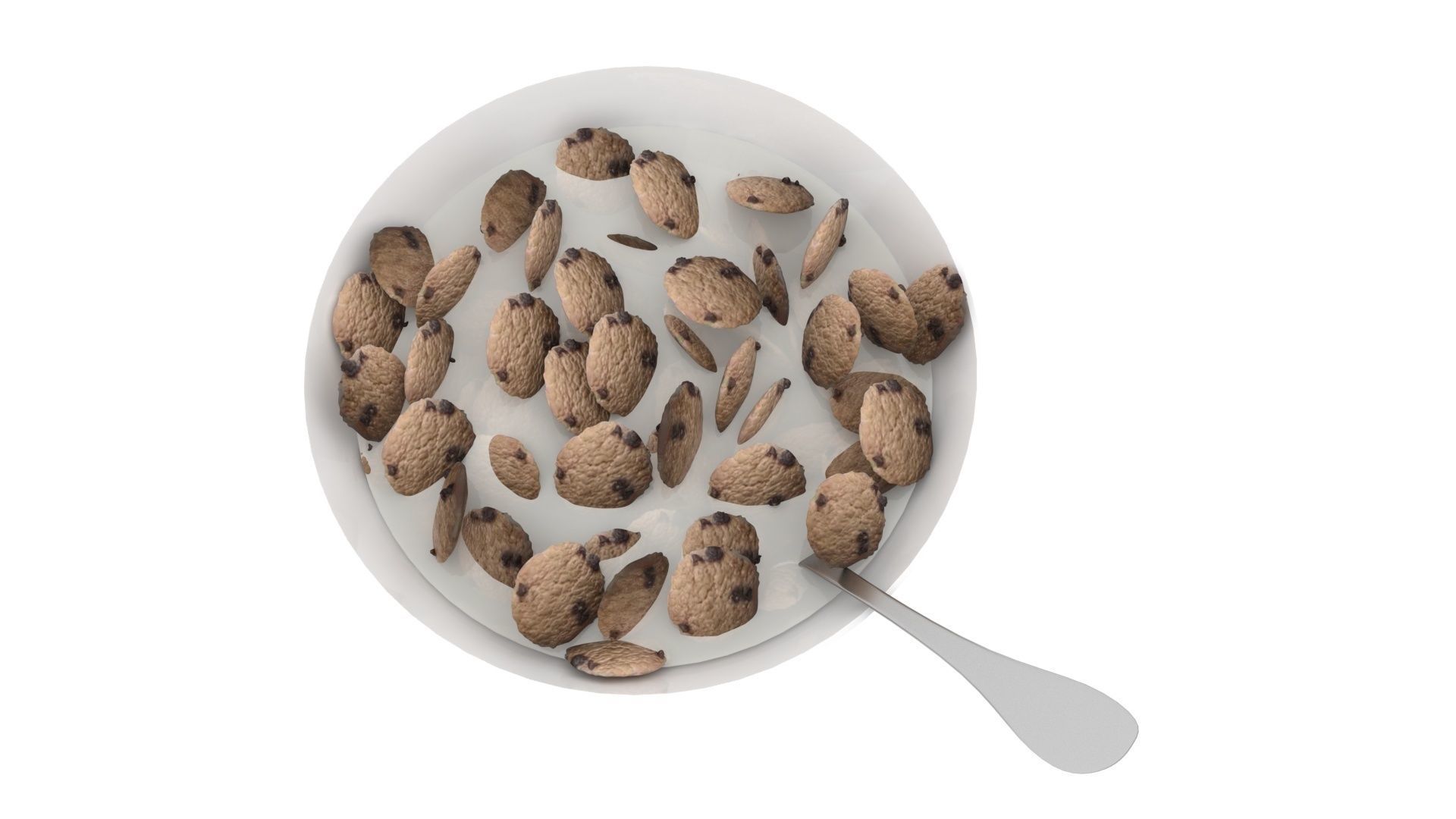 Bowl Of Chocolate Chip Cookie Cereals 3D model_10