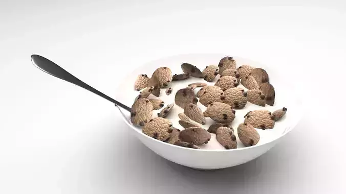 Bowl Of Chocolate Chip Cookie Cereals 3D model