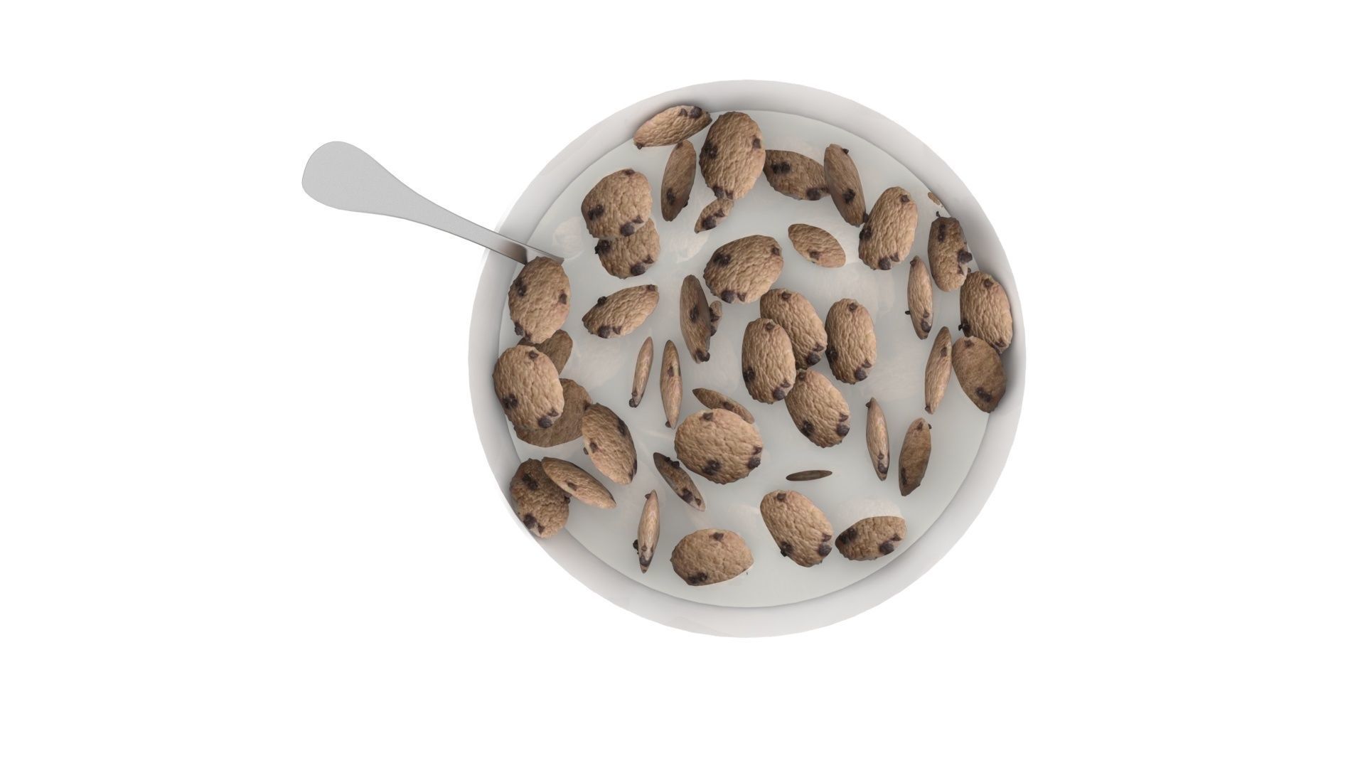 Bowl Of Chocolate Chip Cookie Cereals 3D model_12