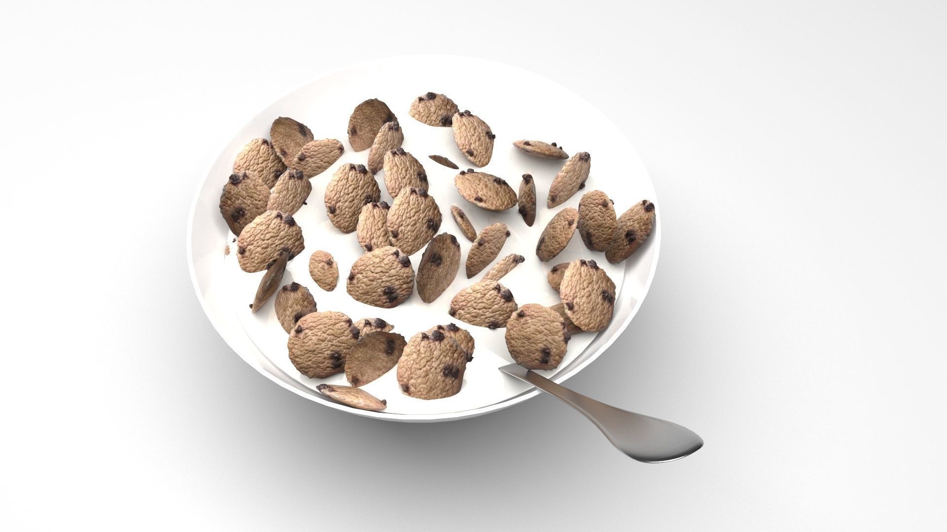 Bowl Of Chocolate Chip Cookie Cereals 3D model_2