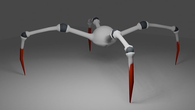 Game ready low-mid poly sci-fi blind spider alien Low-poly 3D model