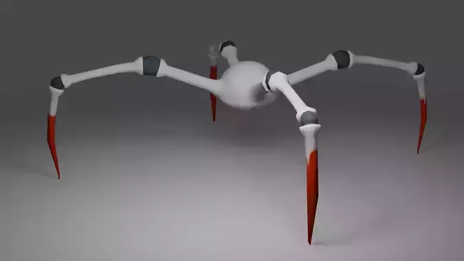 Game ready low-mid poly sci-fi blind spider alien Low-poly 3D model