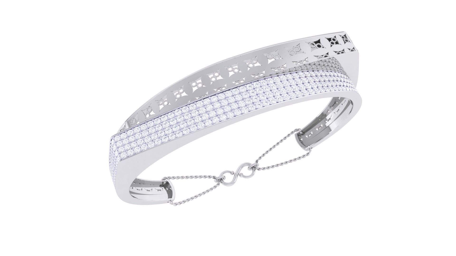 Flower High Jewelry Italian Diamond Women Bracelets 3dm stl  3D print model_1