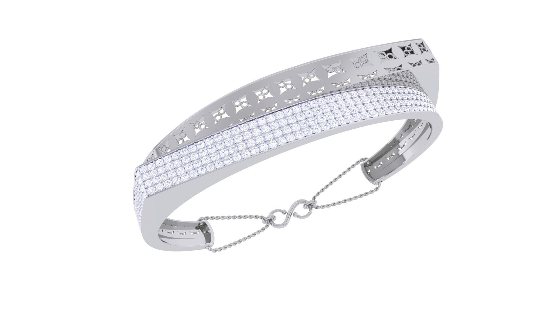 Flower High Jewelry Italian Diamond Women Bracelets 3dm stl  3D print model_5