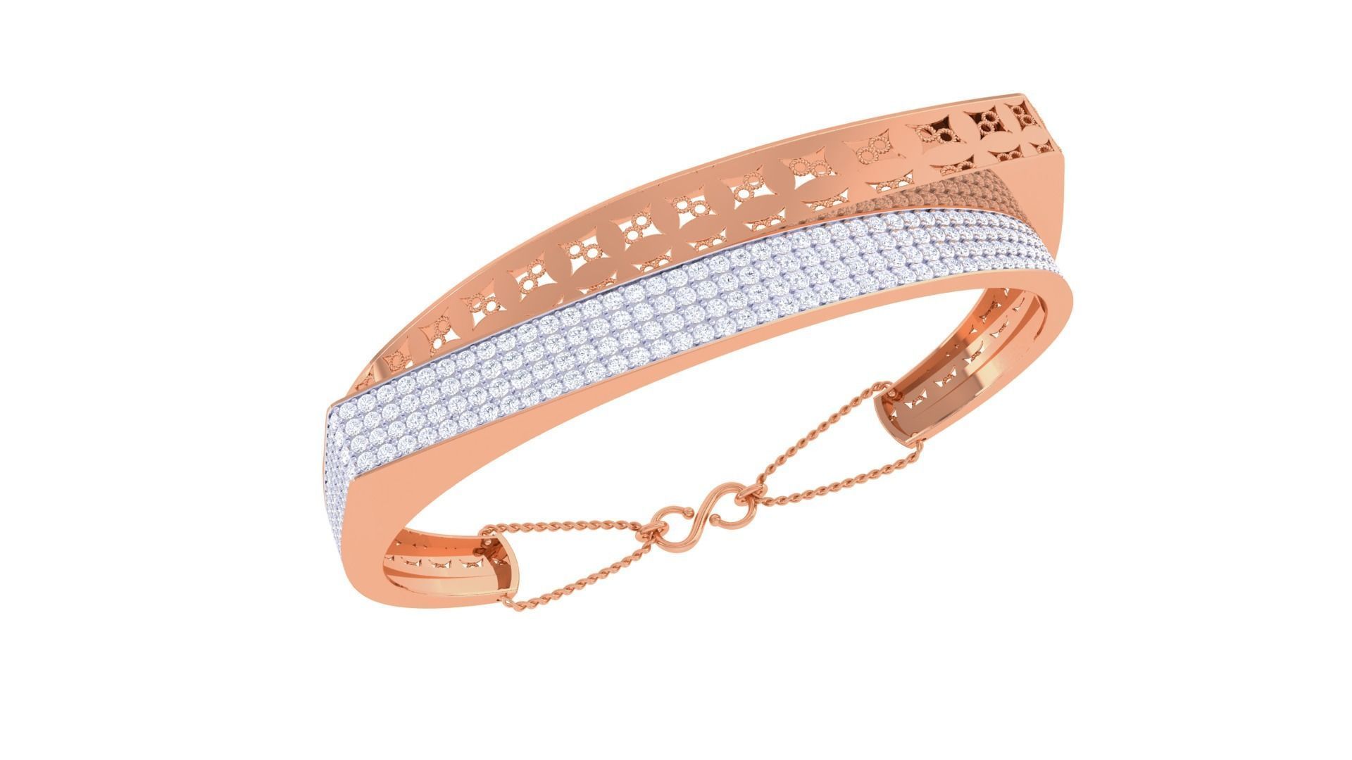 Flower High Jewelry Italian Diamond Women Bracelets 3dm stl  3D print model_6