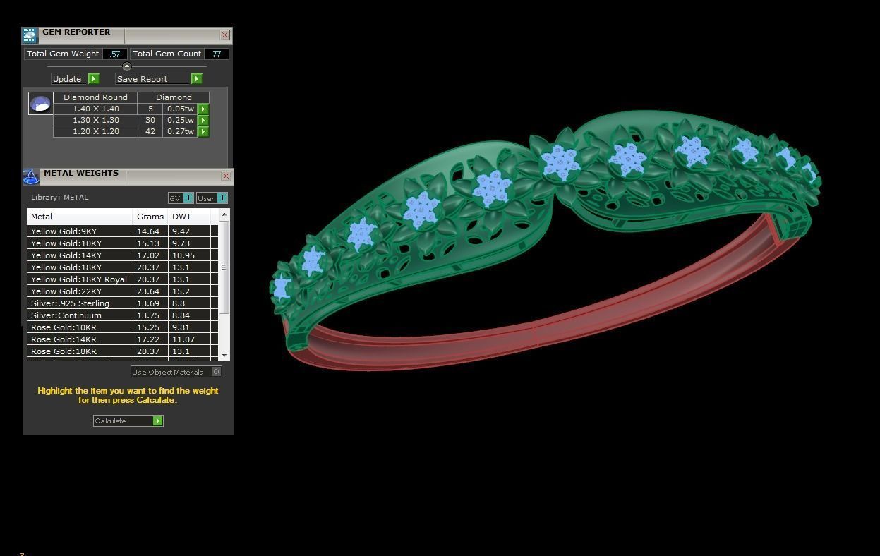 Flower High Jewelry Italian Diamond Women Bracelets 3dm stl 3D print model_5