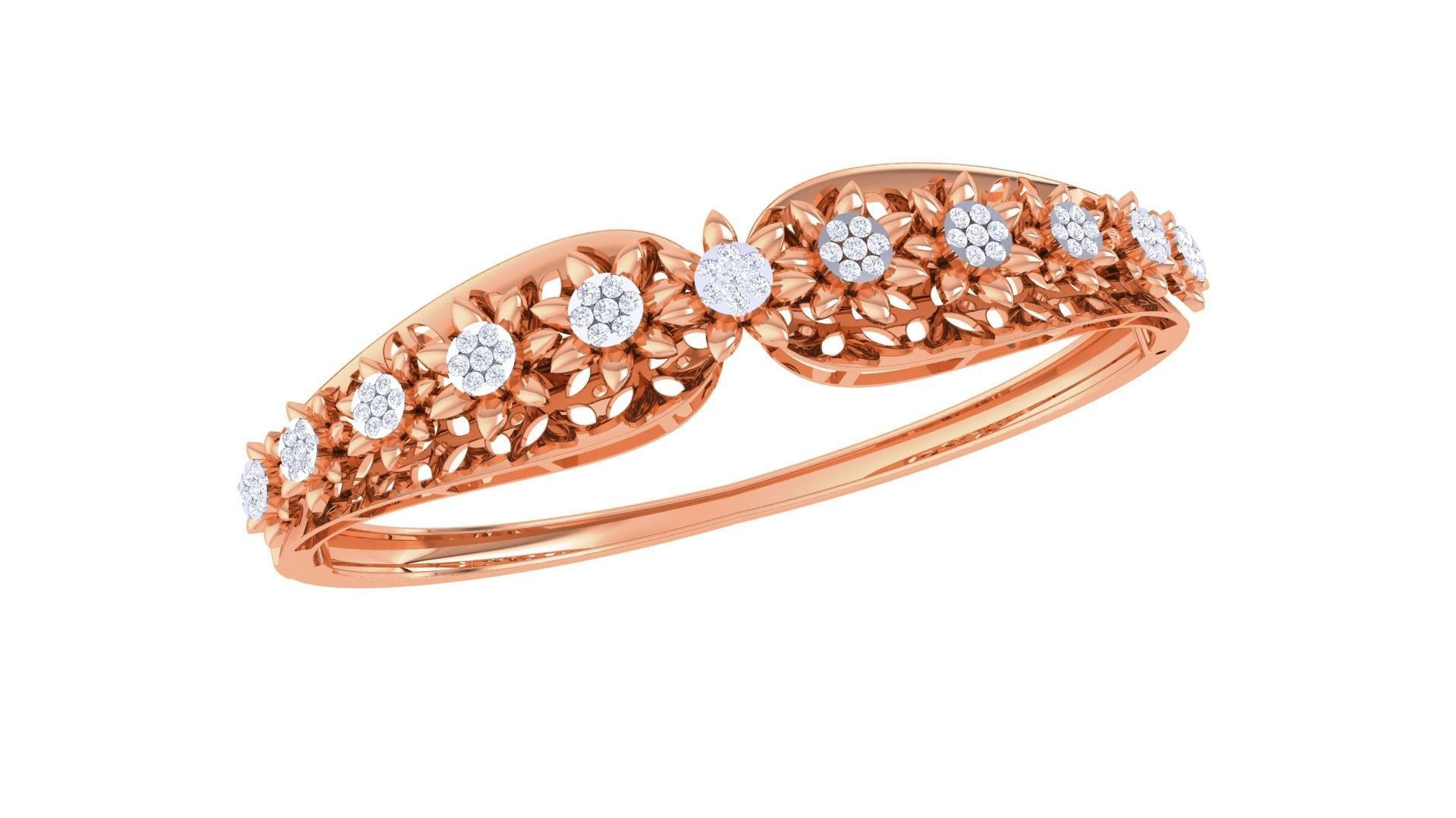 Flower High Jewelry Italian Diamond Women Bracelets 3dm stl 3D print model_6