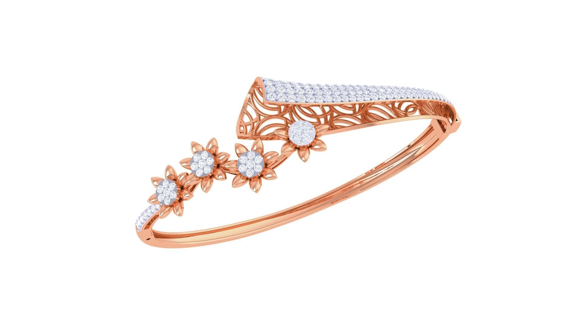 Flower High Jewelry Italian Diamond Women Bracelets 3dm stl 3D print model_6