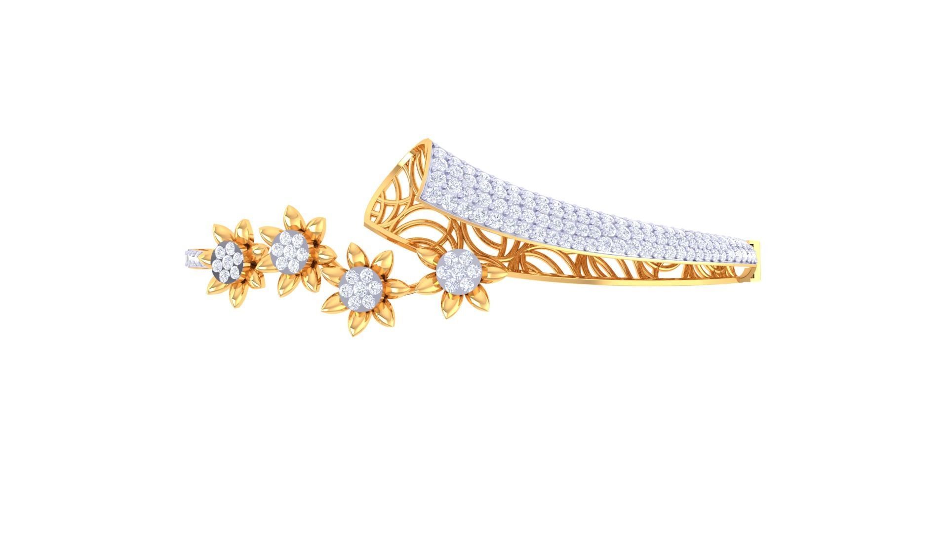 Flower High Jewelry Italian Diamond Women Bracelets 3dm stl 3D print model_8