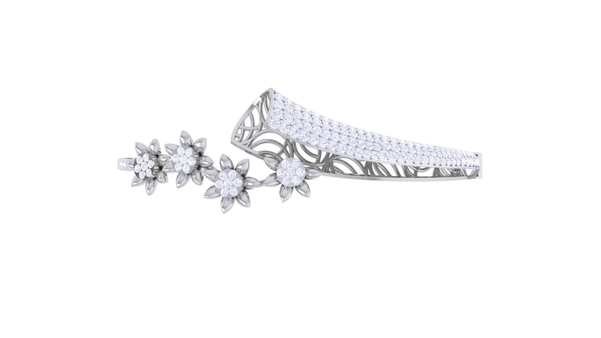 Flower High Jewelry Italian Diamond Women Bracelets 3dm stl 3D print model_7