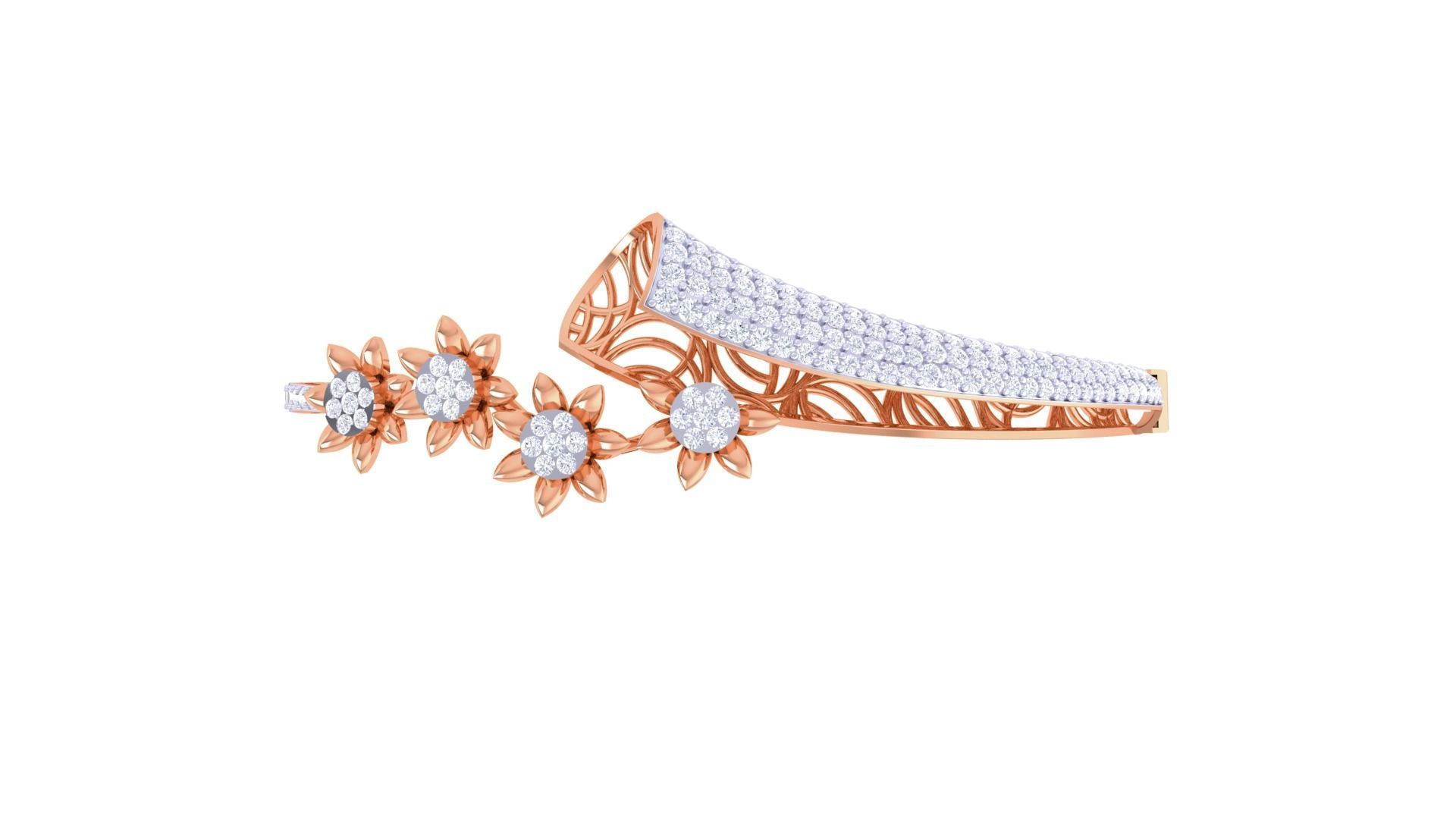 Flower High Jewelry Italian Diamond Women Bracelets 3dm stl 3D print model_9