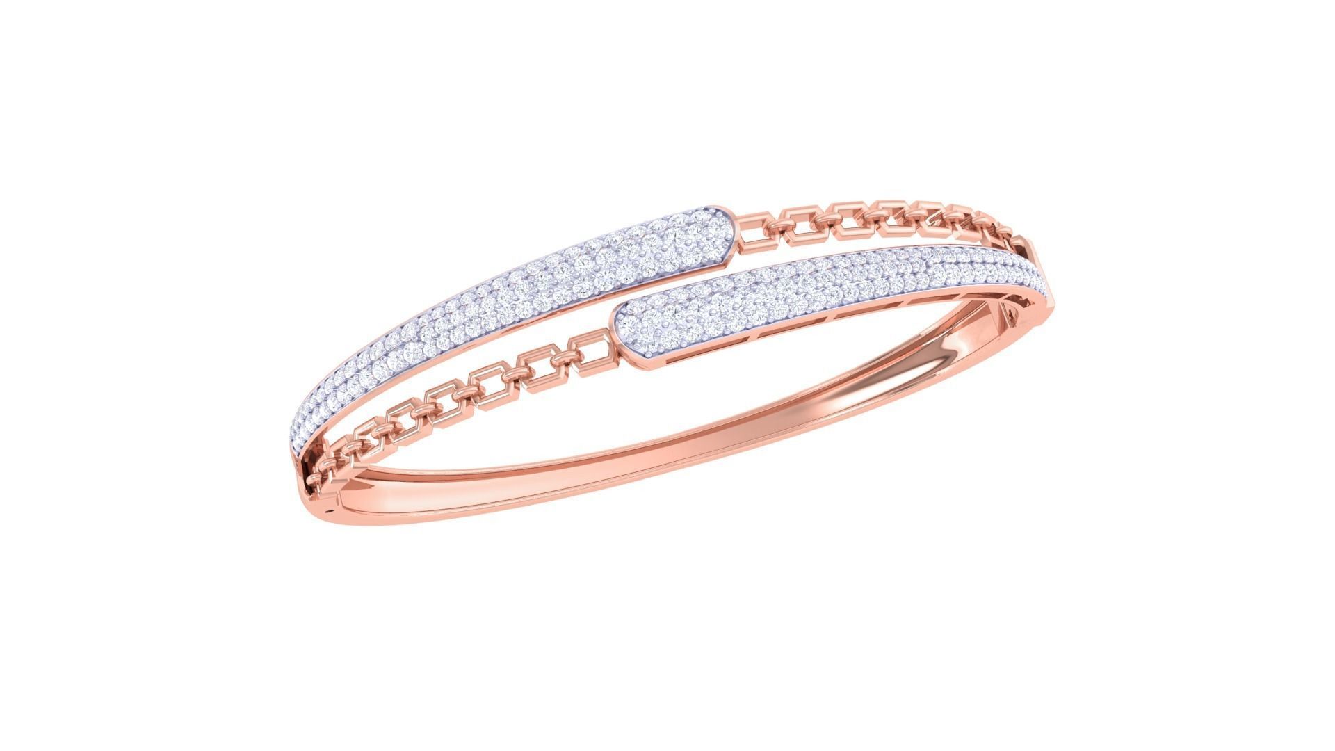 Chain High Jewelry Italian Diamond Women Bracelets 3dm stl obj 3D print model_3