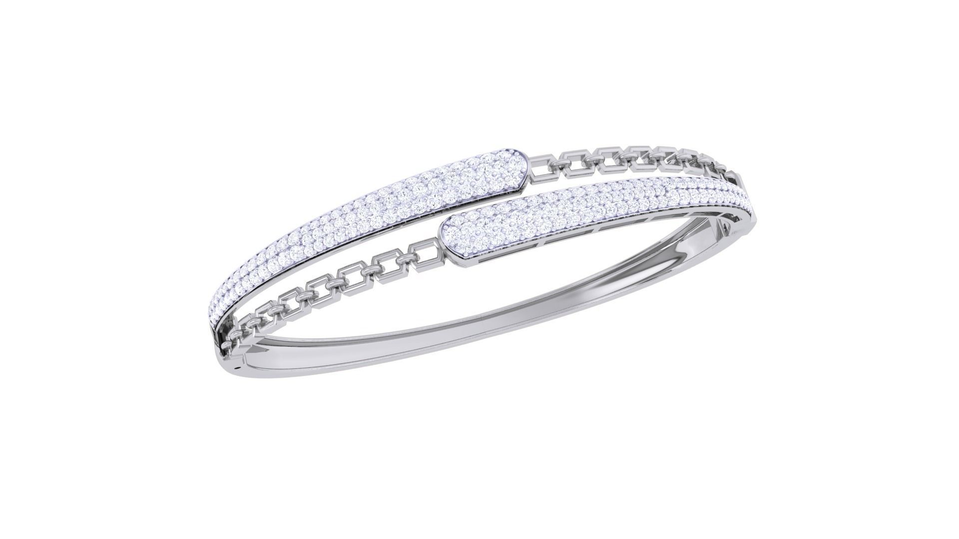 Chain High Jewelry Italian Diamond Women Bracelets 3dm stl obj 3D print model_5